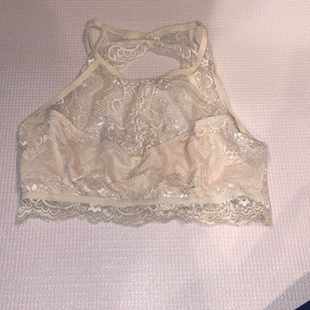 Blush pink high neck lace bralette. Size medium. Fits small.